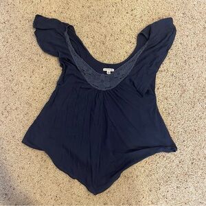 Good condition size XS American eagle outfitters navy blue top with lace detail